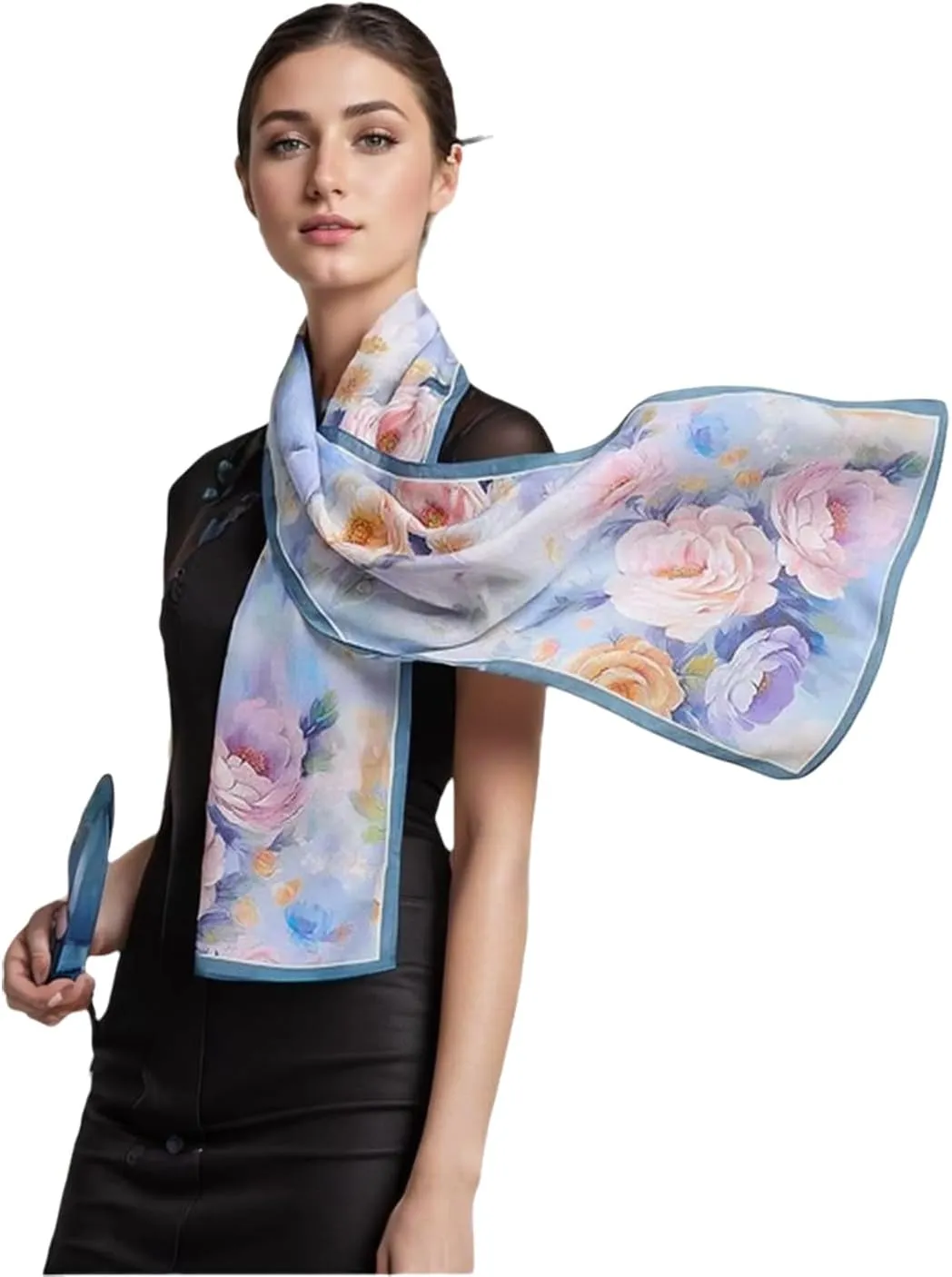 100% Mulberry Silk Long Scarf for Hair Beach Head Wraps for Women Handbag accessories Necktie