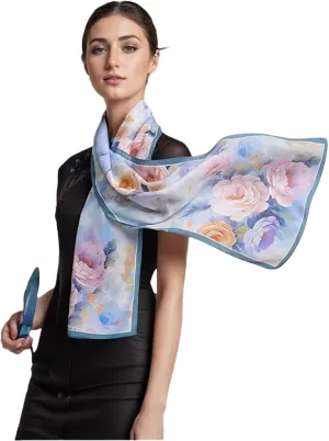 100% Mulberry Silk Long Scarf for Hair Beach Head Wraps for Women Handbag accessories Necktie