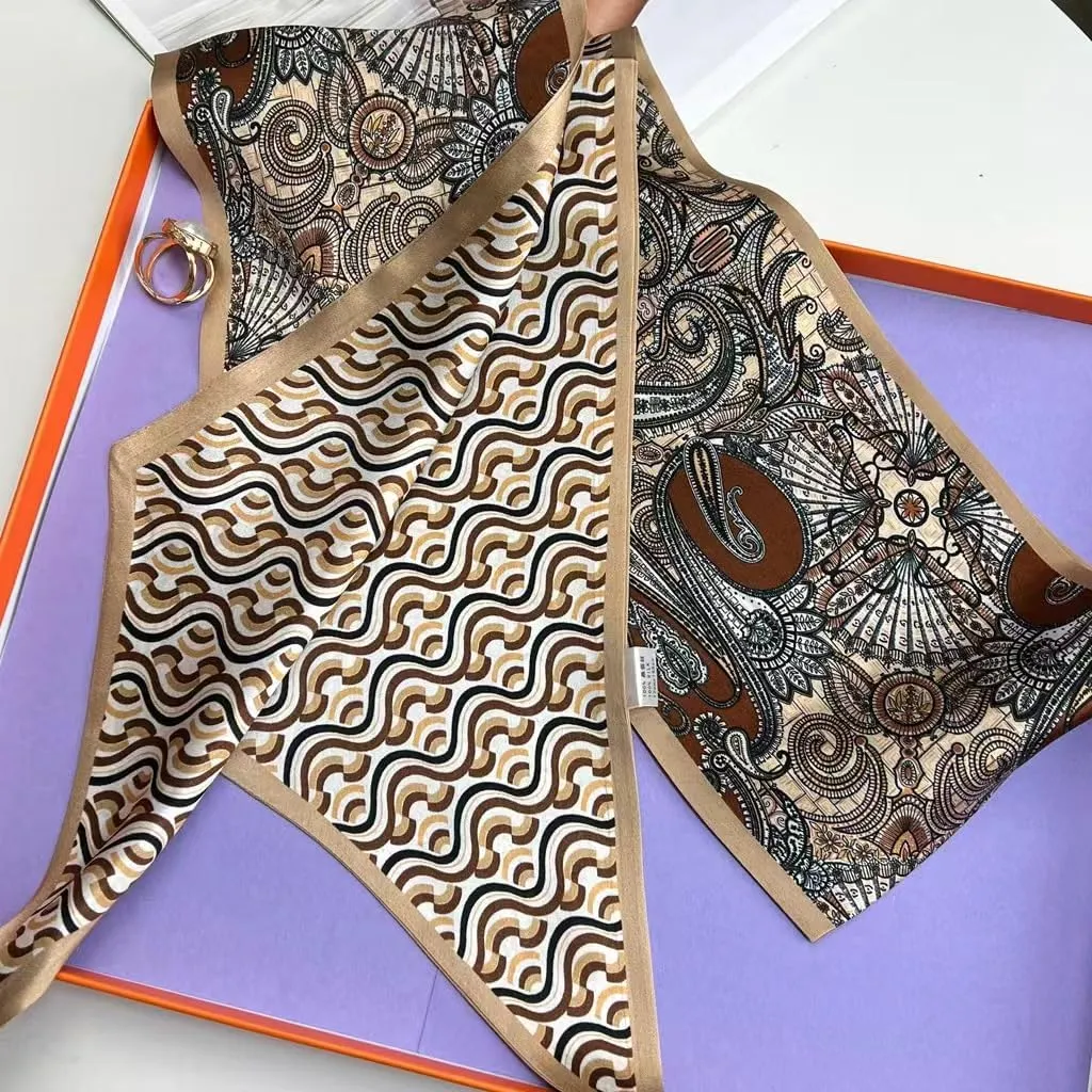 100% Mulberry Silk Ribbon Scarf for Hair Beach Head Wraps for Women Handbag accessories Necktie