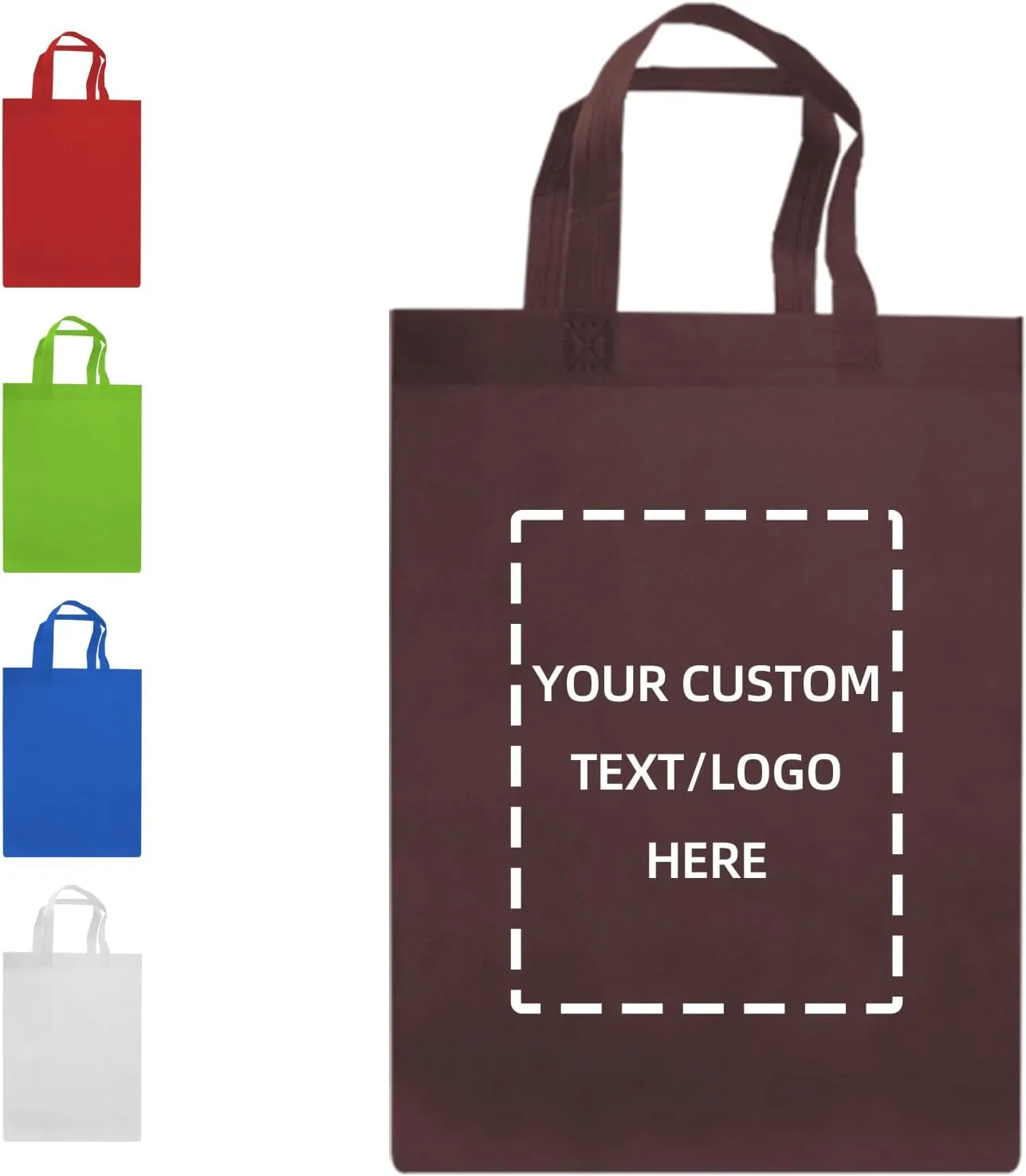 100 PCS Custom Tote Bags, Personalized Custom Reusable Grocery Bags with Business Logo,Text,image