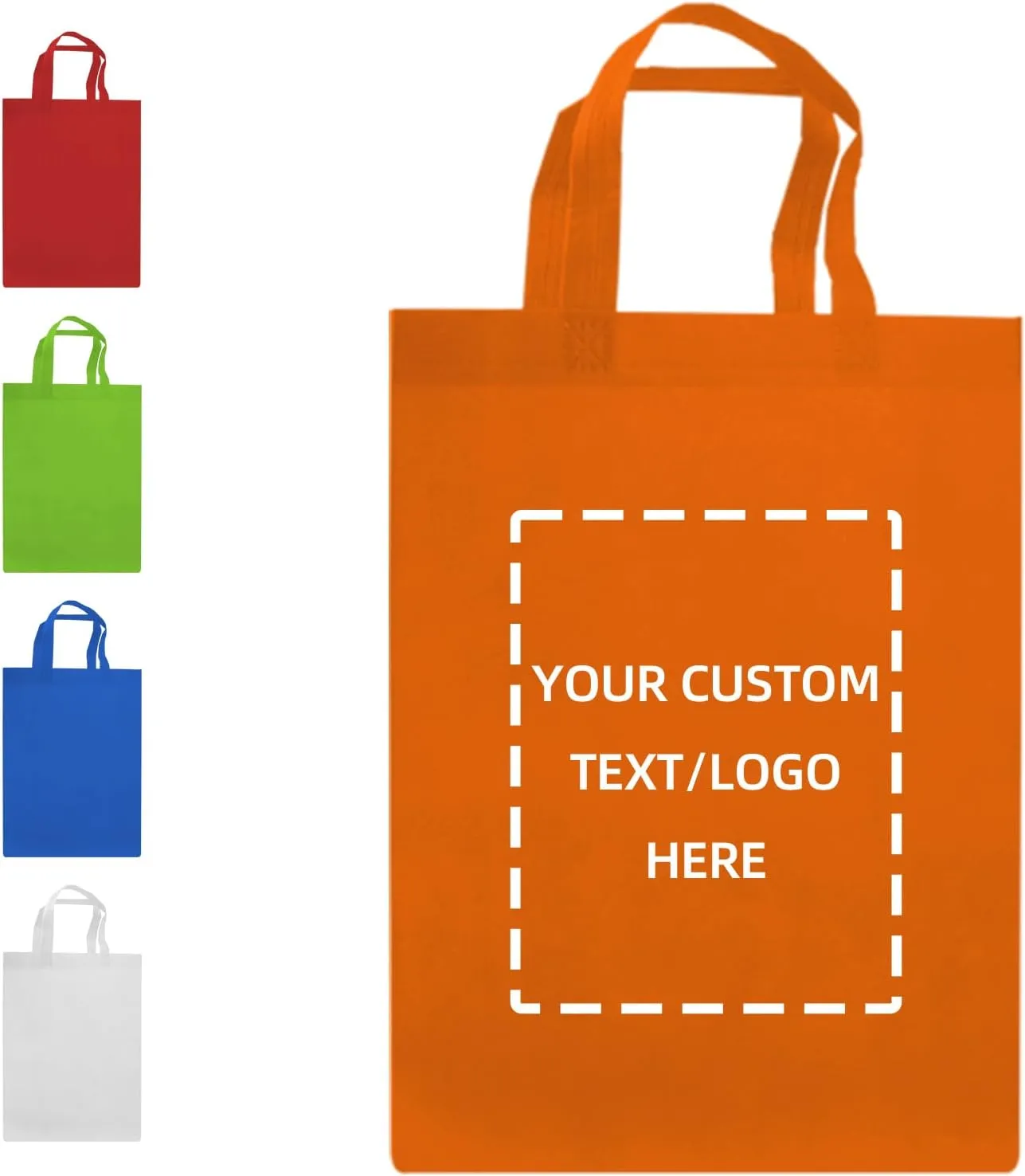 100 PCS Custom Tote Bags, Personalized Custom Reusable Grocery Bags with Business Logo,Text,image