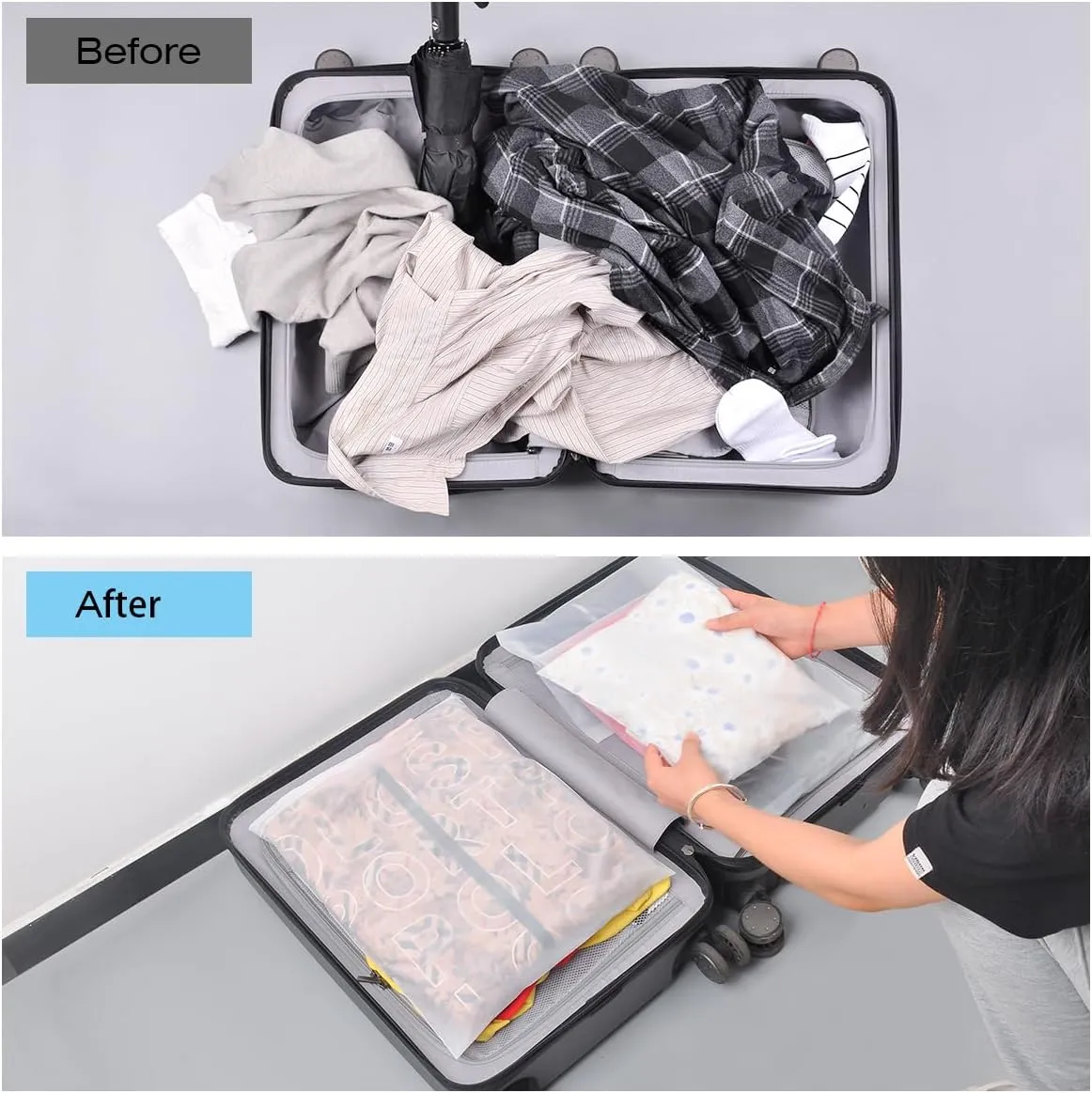 100 Pcs Plastic Sealable Bags, Travel Storage Poly Bags for Clothes Packaging, Plastic Self-adhesive Waterproof Multifunctional Storage Bag for Clothes, Shoes, Cosmetics (12 * 16 inch)
