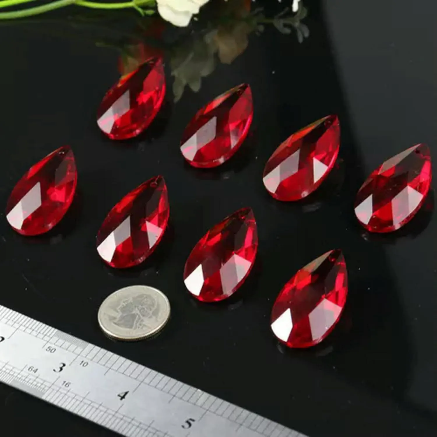 10PC Colorful Angel Tears Crystal Feng Shui Faceted Prism Crystal Chandelier -Champagne