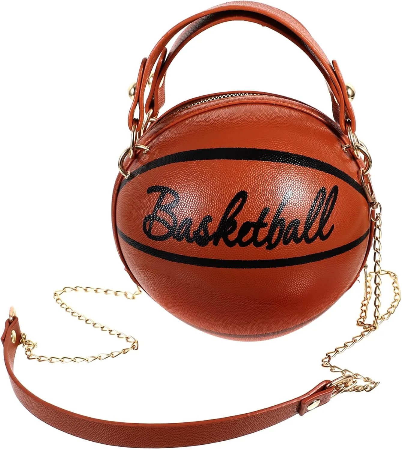 1Pc Basketball Shape Crossbody Bag Zipper Handbag for Women Stylish Capacity Shoulder Purse for Dating Camping and Daily Use