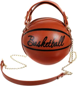 1Pc Basketball Shape Crossbody Bag Zipper Handbag for Women Stylish Capacity Shoulder Purse for Dating Camping and Daily Use