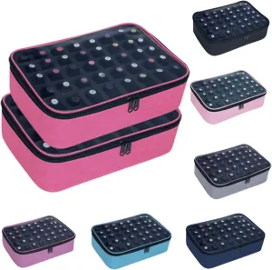 2 Pcs Small Clear Nail Polish Organizer Holds 80 bottles(15ml-0.5fl.oz) Nail Polish Case Multifunctional Nail Polish Bag Organizer, Cosmetic Travel Makeup Bags for Women Rose Red