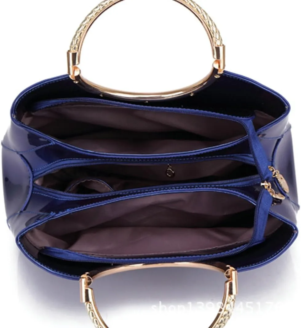 2024 Fashion Patent Leather Handbag Red Bride Wedding Evening Bag Women Elegant Luxury 3 Compartment