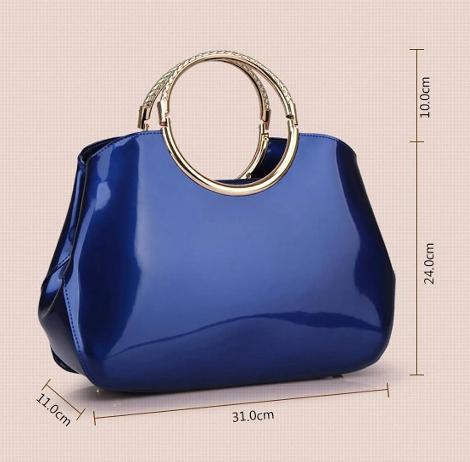 2024 Fashion Patent Leather Handbag Red Bride Wedding Evening Bag Women Elegant Luxury 3 Compartment