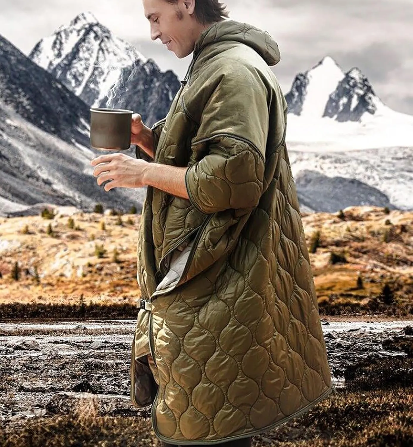 2024 Winter Blanket Poncho, Warm Wearable Hooded Poncho Sleeping Bags, Ultralight Water-Resisitant Coat Cloak Camping Blanket, for Outdoor Use