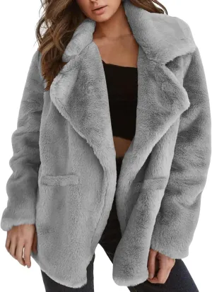 2024 Women's Overcoat Thickened Cardigan Winter Double Faced Fleece Jackets Lapel Snow Coat Elegant Shacket Soft Outwear