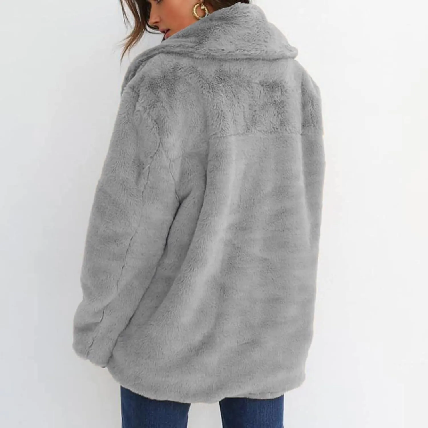 2024 Women's Overcoat Thickened Cardigan Winter Double Faced Fleece Jackets Lapel Snow Coat Elegant Shacket Soft Outwear