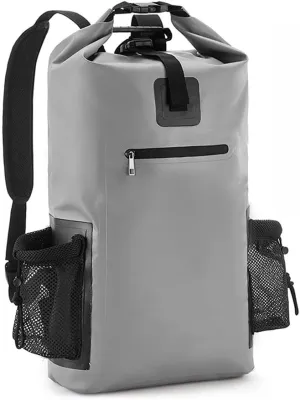 20L,40L,50L,Waterproof Gym Bag,Travel Pack Bag For Kayaking,Beach,Surfing,Rafting,Fishing,Camping Overnight., Small, Gray