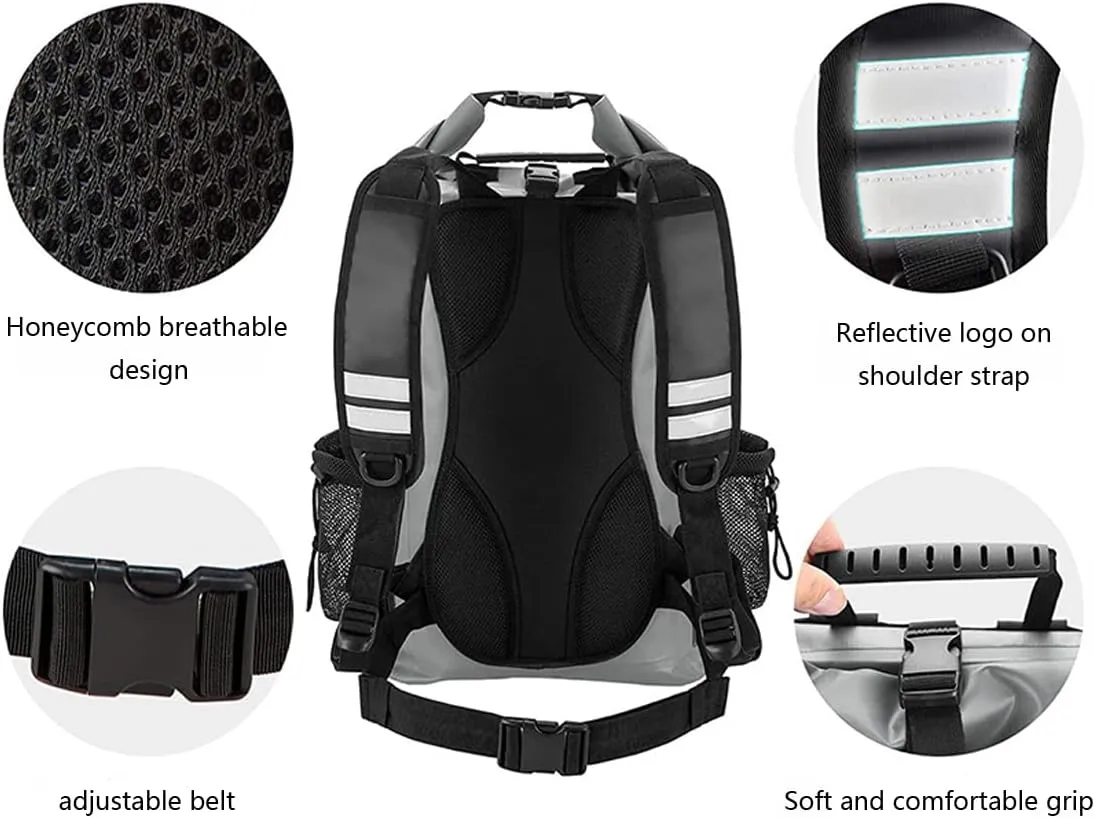 20L,40L,50L,Waterproof Gym Bag,Travel Pack Bag For Kayaking,Beach,Surfing,Rafting,Fishing,Camping Overnight., Small, Gray