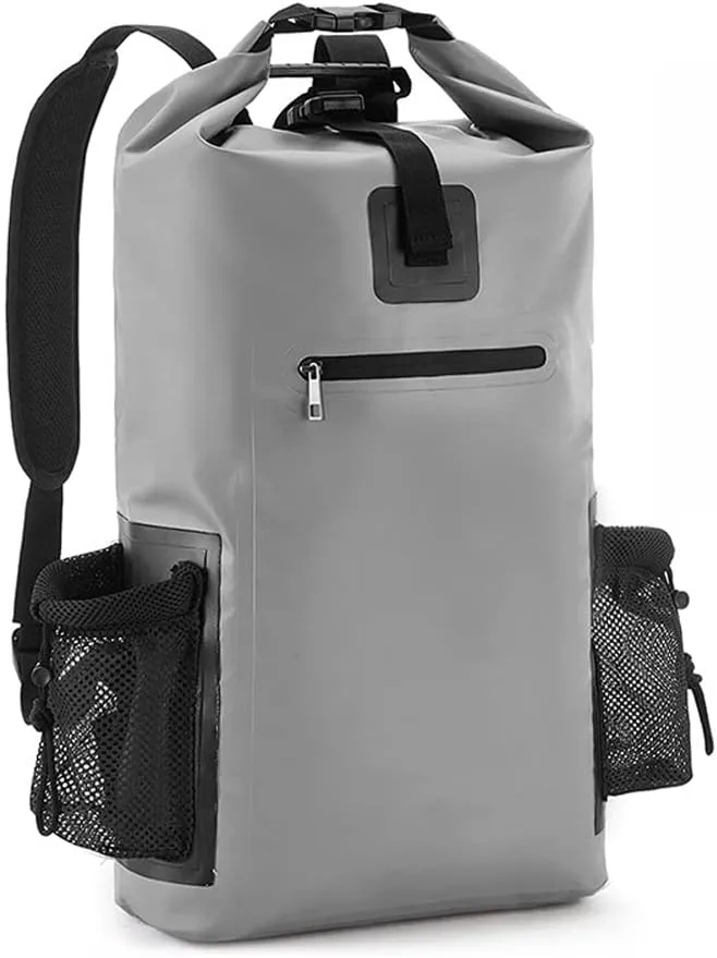 20L,40L,50L,Waterproof Gym Bag,Travel Pack Bag For Kayaking,Beach,Surfing,Rafting,Fishing,Camping Overnight., Small, Gray