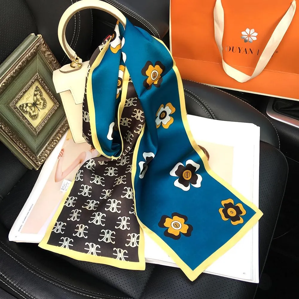 27" and 21" Mulberry Silk Square Scarf for Women- Head Scarf, Bandana, and Neck Scarf
