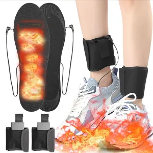 2PC Cuttable Heating Insoles, Portable Washable Electric Heating Insoles Men and Women Winter Electric Power Heating InsolesRechargeable Heated Insoles