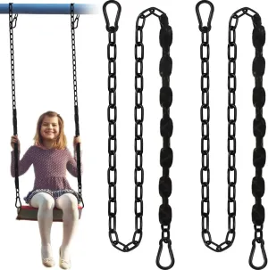 2Pcs 84" Hanging Swing Chain with 4 Carabiners, Stainless Steel Chains with PE Sleeve’s Anti-Tangle Safety Design, Heavy Duty Hang Hardware Kit for Hammock Chairs, Punching Bags, 660lb Capacity