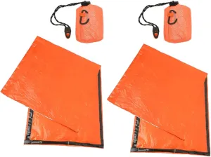 2pcs Emergency Survival Lightweight Bivy Sack with Handy Storage Bag for Camping Hiking and Outdoor Adventures