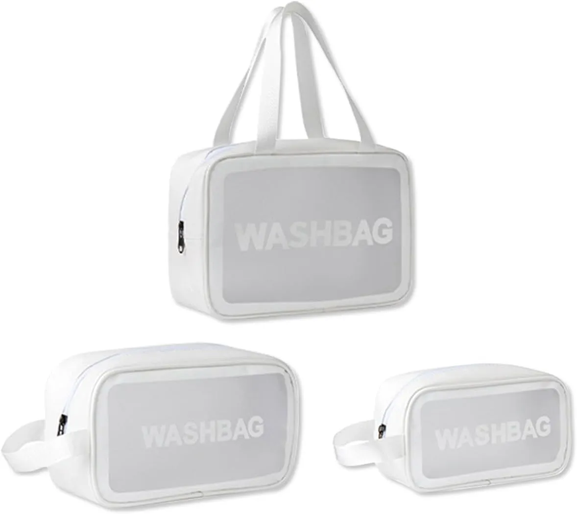 3 PCS Clear Toiletry Bag Cosmetic Makeup Bag Travel Toiletries Bag With Zipper And Handle PVC Waterproof Translucent Wash Bag Cosmetic Organizer For Bathroom Gym Business Trip Overnight