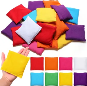 32 Pack Bean Bags Toss for Kids Cornhole Bean Bags Colorful Bean Bags for Tossing Canvas Toss Bags Hand Toy Toss Games Weights for Outdoor Yard Games, Assorted Colors (Bright Colors, 3.94 x 3.94 Inch)