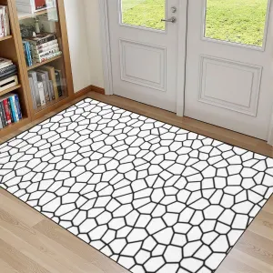 32"x 48" Boho Area Rugs Mesh Texture for Fishing nets Seamless Pattern for Washable Low Pile Carpet Non Slip Floor Mat Soft for Living Room Bedroom Nursery Room Bathroom Home Decor