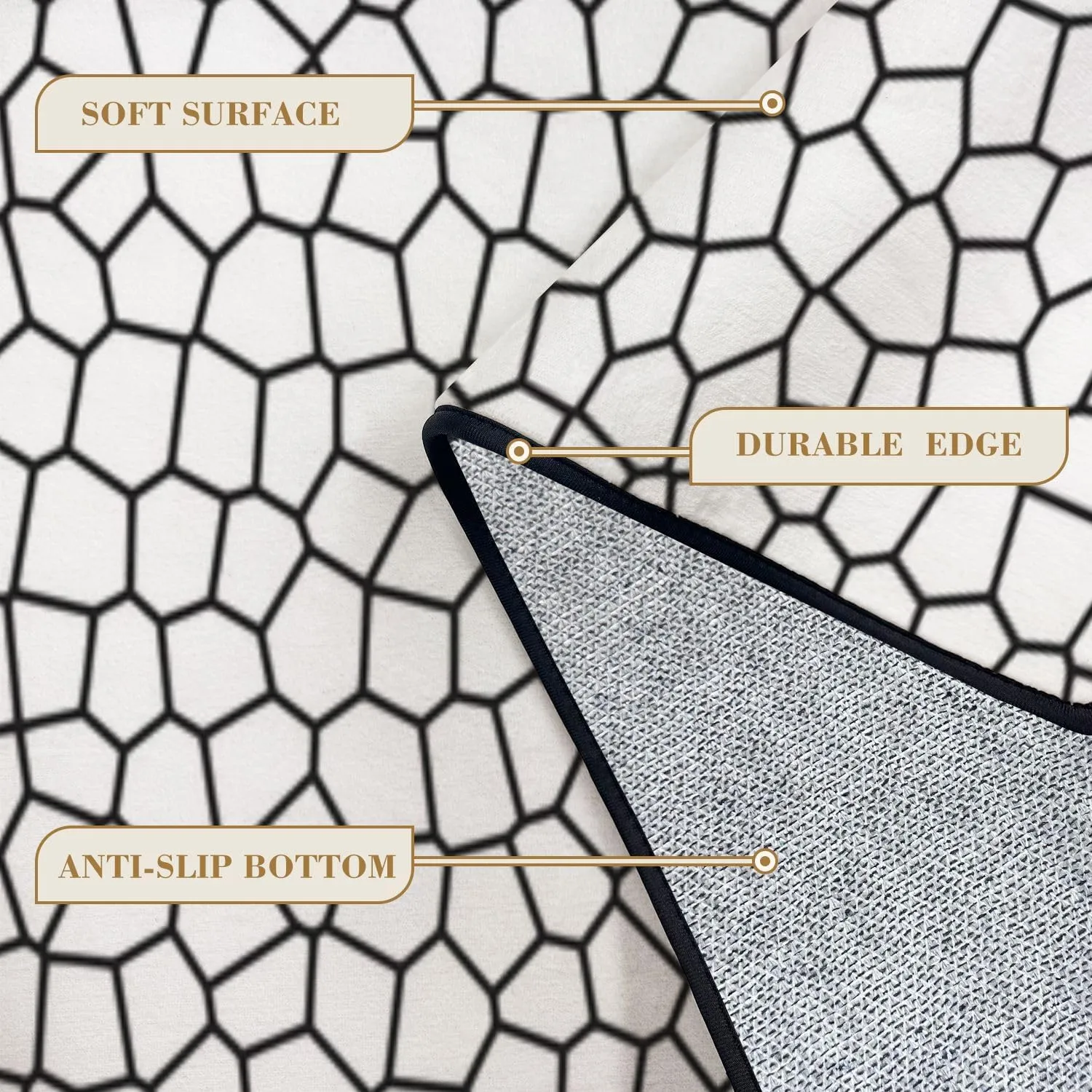 32"x 48" Boho Area Rugs Mesh Texture for Fishing nets Seamless Pattern for Washable Low Pile Carpet Non Slip Floor Mat Soft for Living Room Bedroom Nursery Room Bathroom Home Decor
