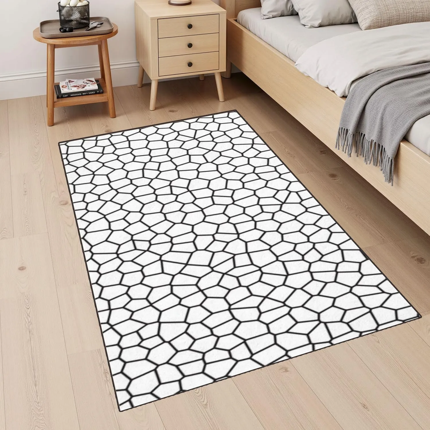 32"x 48" Boho Area Rugs Mesh Texture for Fishing nets Seamless Pattern for Washable Low Pile Carpet Non Slip Floor Mat Soft for Living Room Bedroom Nursery Room Bathroom Home Decor