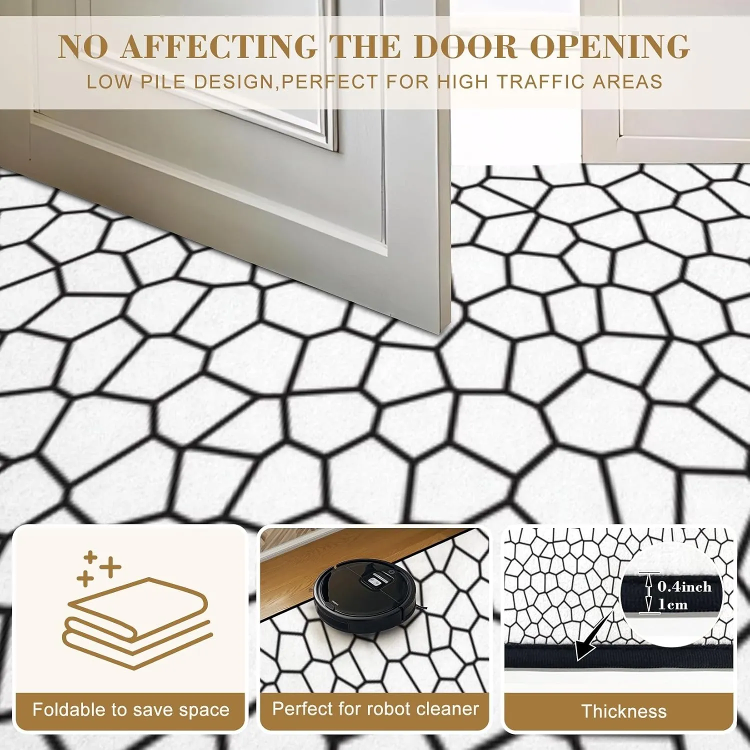 32"x 48" Boho Area Rugs Mesh Texture for Fishing nets Seamless Pattern for Washable Low Pile Carpet Non Slip Floor Mat Soft for Living Room Bedroom Nursery Room Bathroom Home Decor