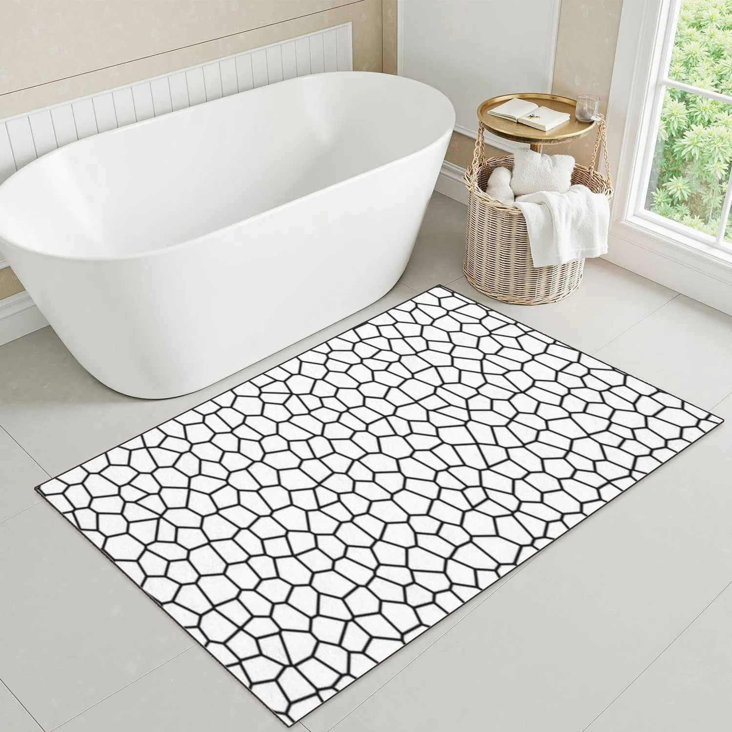 32"x 48" Boho Area Rugs Mesh Texture for Fishing nets Seamless Pattern for Washable Low Pile Carpet Non Slip Floor Mat Soft for Living Room Bedroom Nursery Room Bathroom Home Decor
