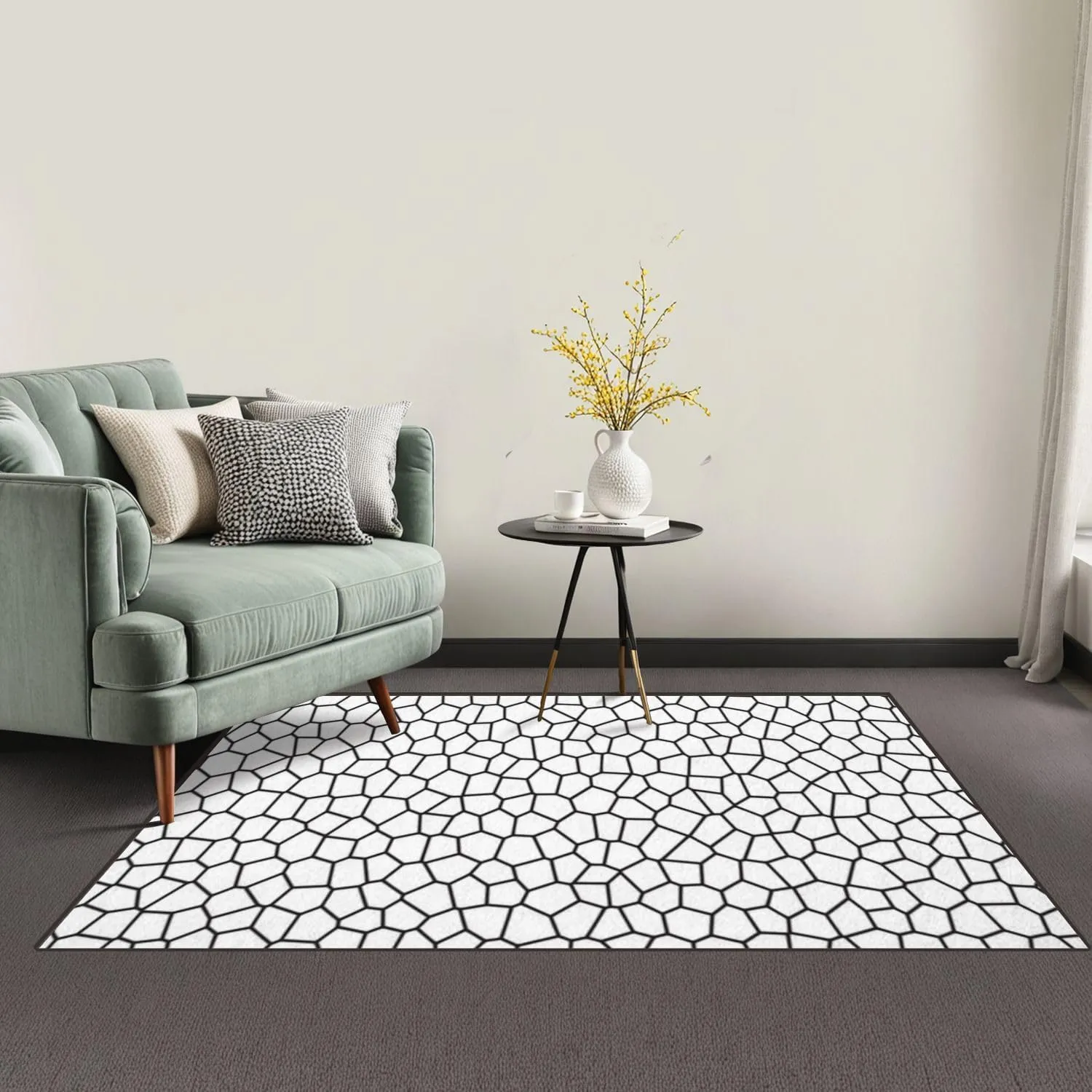32"x 48" Boho Area Rugs Mesh Texture for Fishing nets Seamless Pattern for Washable Low Pile Carpet Non Slip Floor Mat Soft for Living Room Bedroom Nursery Room Bathroom Home Decor