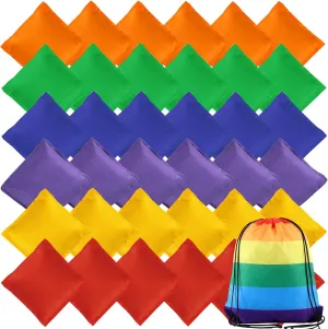 36 Pack Bean Bags for Tossing,Mini Colorful Cornhole Bean Bags,Nylon Bean Bag Hand Toss Games for Kids,Tossing Beanbags Toy with Carry Bag,Outdoor Yard Family Games Carnival Toy,2.7” x 2.7”