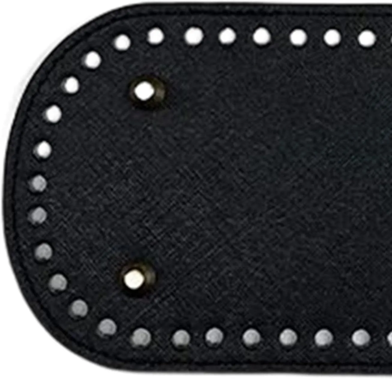 3Pcs Crochet Bag Bottom with Handles Oval with Holes PU Leather Purse Bottom for Crochet for DIY Shoulder Bag Crochet Bag 22Cmx10cm Making, Black