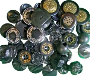 (40) Vintage 3/4#034-1#034 Black Plastic Shank 2Amp4-Hole Buttons Mixed Lot-Z905B