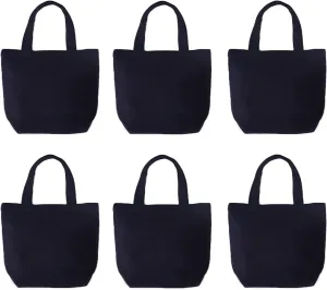 6 Pack Small Canvas Tote Bags, 9x8x4inch Reusable Cotton Shopping Bags Bulk DIY Mini Tote Bag Gift Bags
