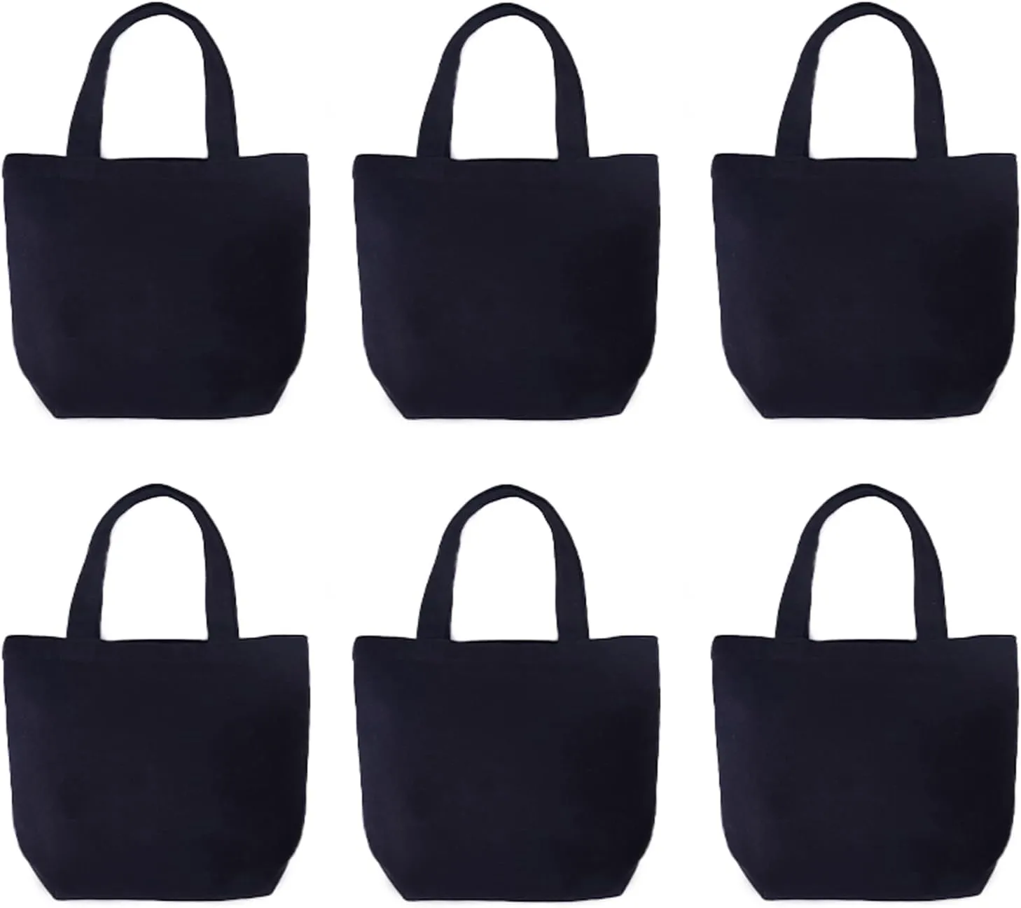 6 Pack Small Canvas Tote Bags, 9x8x4inch Reusable Cotton Shopping Bags Bulk DIY Mini Tote Bag Gift Bags