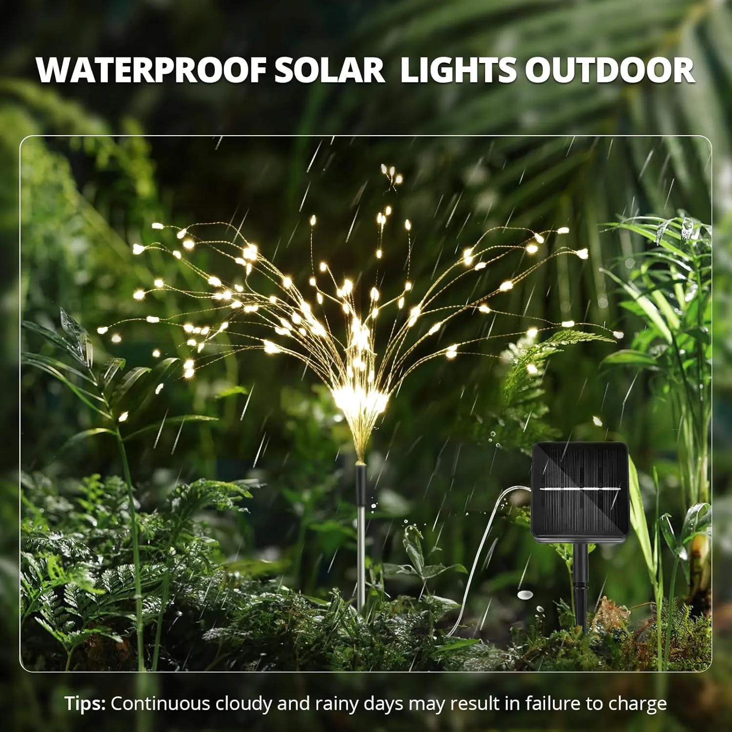 8 Modes Solar Garden Lights with 1200mAH Solar Panels, 240 LED Fairy Lights - Waterproof - Firework Light - String Lights for Yard Decorations, Pathway, Garden, Patio - 2 Pack Warm White
