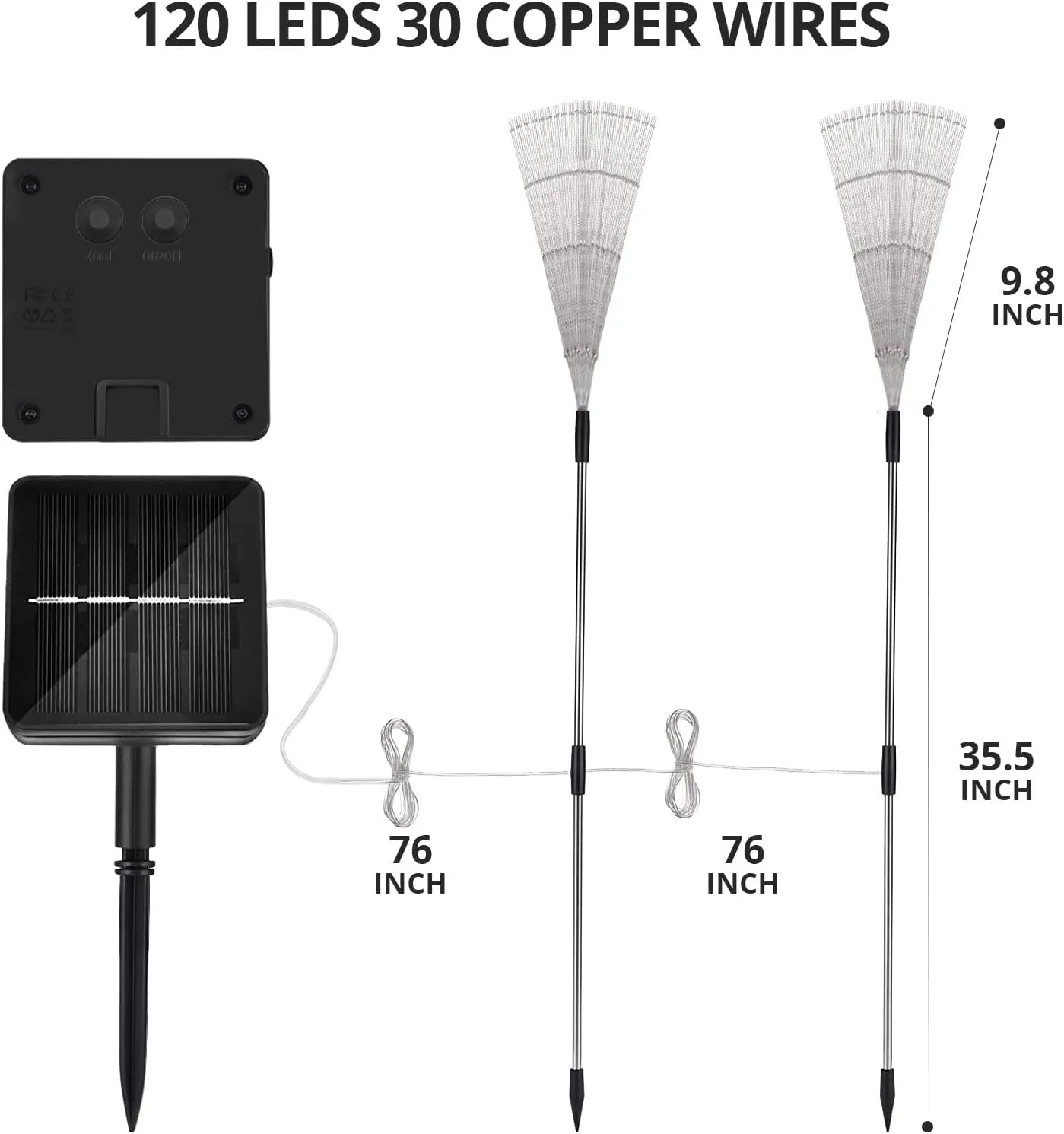 8 Modes Solar Garden Lights with 1200mAH Solar Panels, 240 LED Fairy Lights - Waterproof - Firework Light - String Lights for Yard Decorations, Pathway, Garden, Patio - 2 Pack Warm White