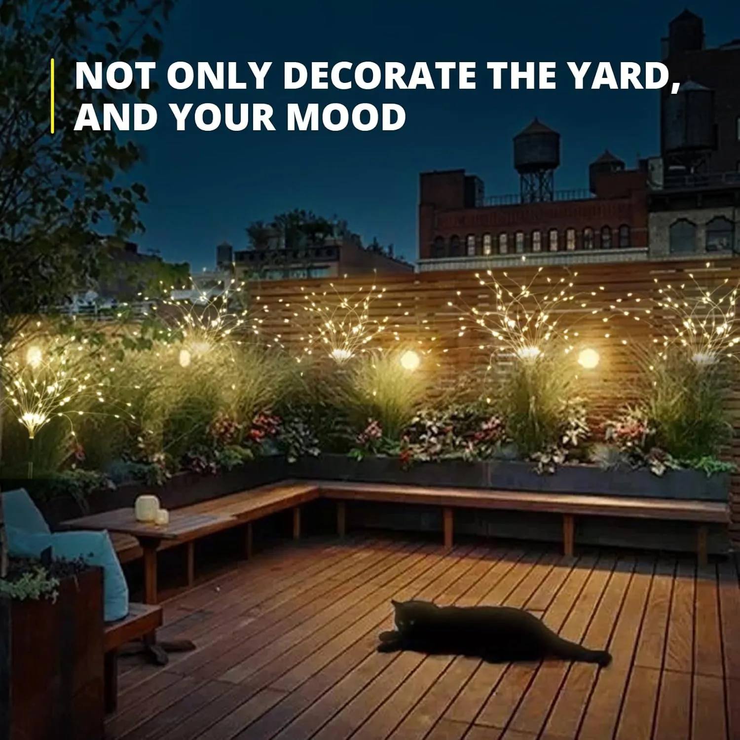 8 Modes Solar Garden Lights with 1200mAH Solar Panels, 240 LED Fairy Lights - Waterproof - Firework Light - String Lights for Yard Decorations, Pathway, Garden, Patio - 2 Pack Warm White
