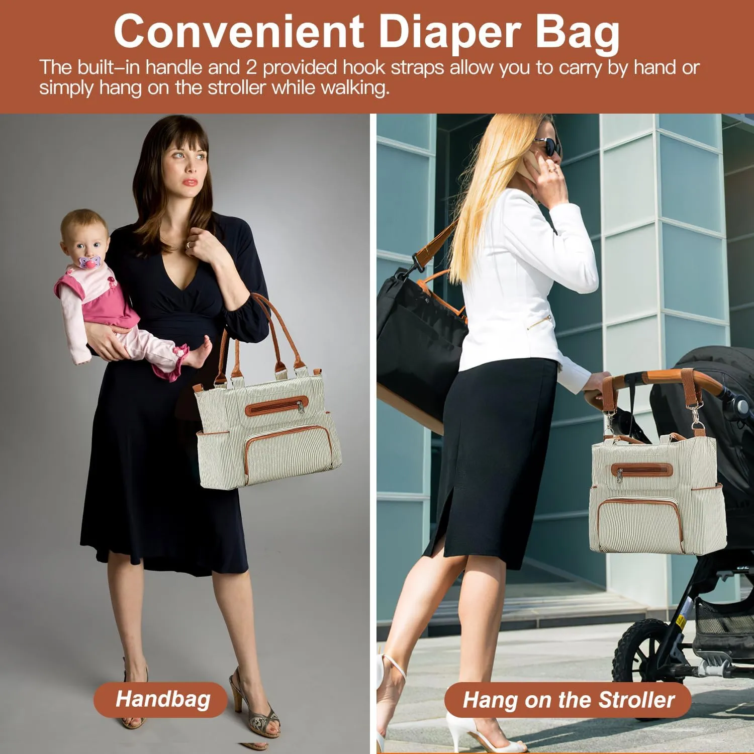 8Pcs Baby Nappy Diaper Bags Set for Mom Dad Mummy Handbags Multifunctional Diaper Changing Bags