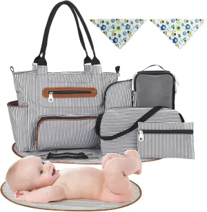 8Pcs Baby Nappy Diaper Bags Set for Mom Dad Mummy Handbags Multifunctional Diaper Changing Bags