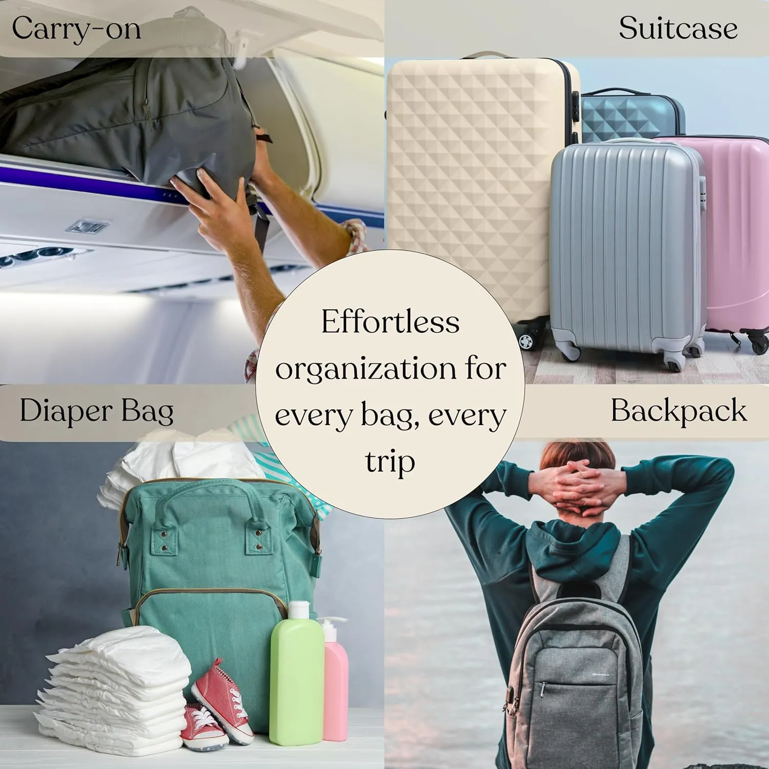 9 Piece Set Packing Cubes - Suitcase Organizer, Cute Packing Cubes, Travel Bag Organizer Luggage, Toiletry & Makeup Bag, Gifts for Women, Teachers and Gradutes- Pink