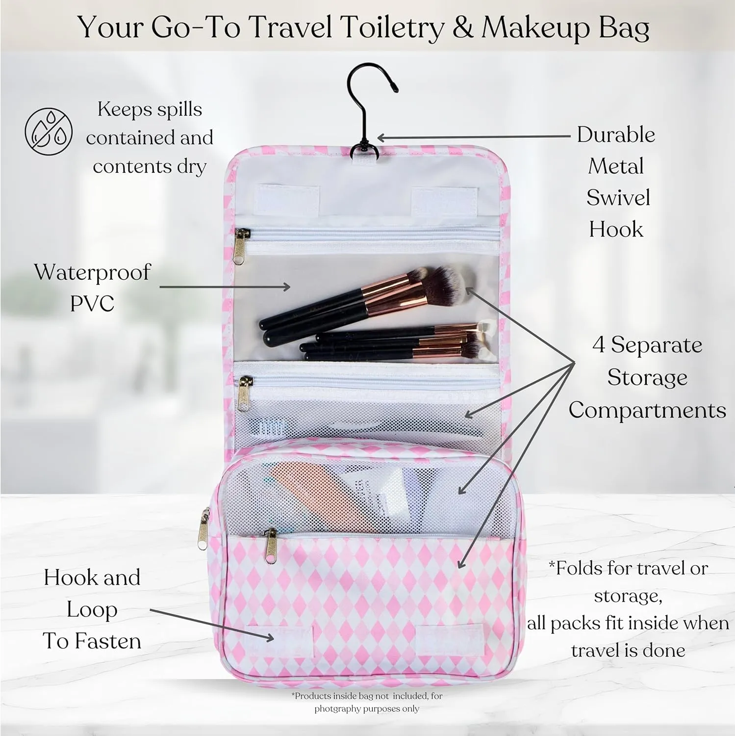 9 Piece Set Packing Cubes - Suitcase Organizer, Cute Packing Cubes, Travel Bag Organizer Luggage, Toiletry & Makeup Bag, Gifts for Women, Teachers and Gradutes- Pink