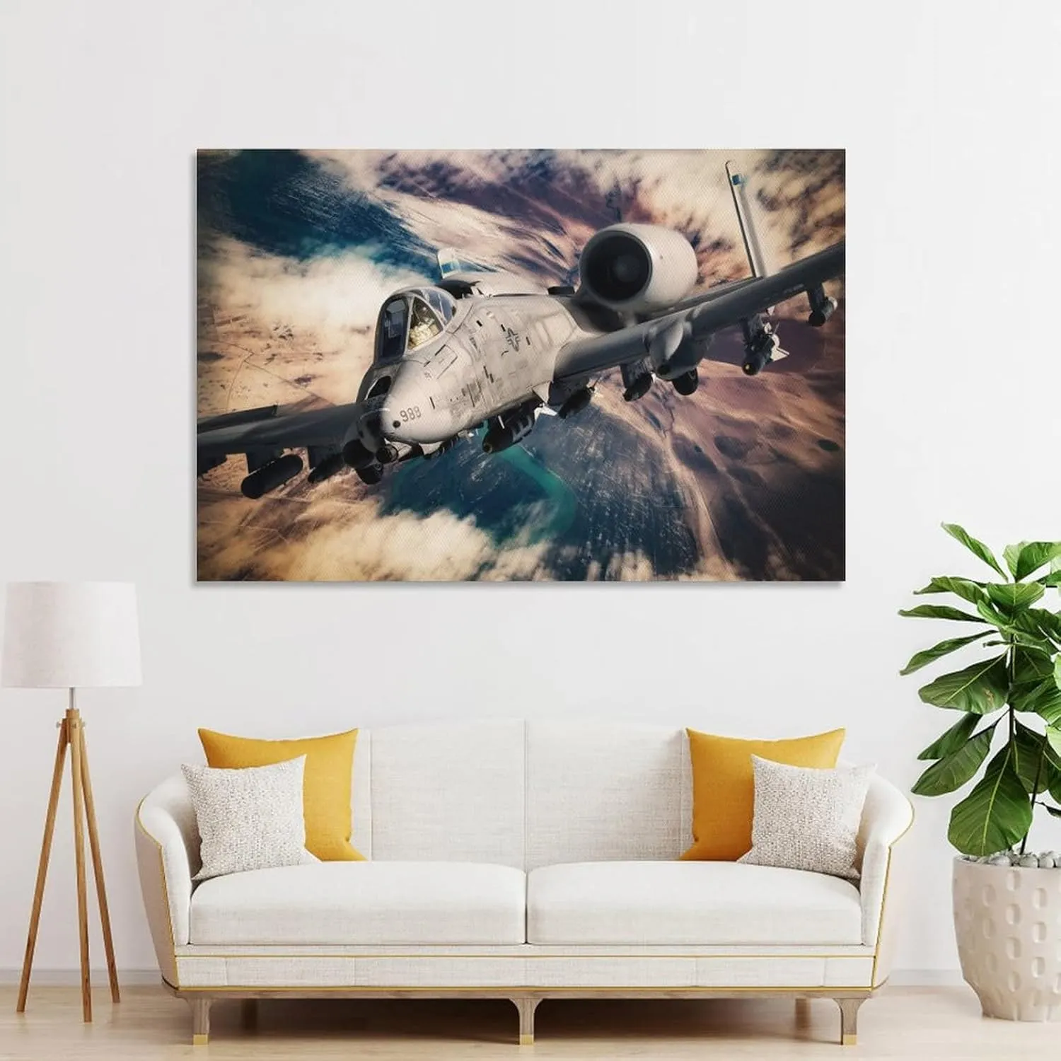 A-10 Aircraft Canvas Wall Art Thunderbolt II A-10 Attack Plane Decor Warthog Jet Fighter Poster Canvas Wall Art Prints for Wall Decor Room Decor Bedroom Decor Gifts 08x12inch(20x30cm) Unframe-style
