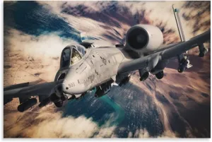 A-10 Aircraft Canvas Wall Art Thunderbolt II A-10 Attack Plane Decor Warthog Jet Fighter Poster Canvas Wall Art Prints for Wall Decor Room Decor Bedroom Decor Gifts 08x12inch(20x30cm) Unframe-style