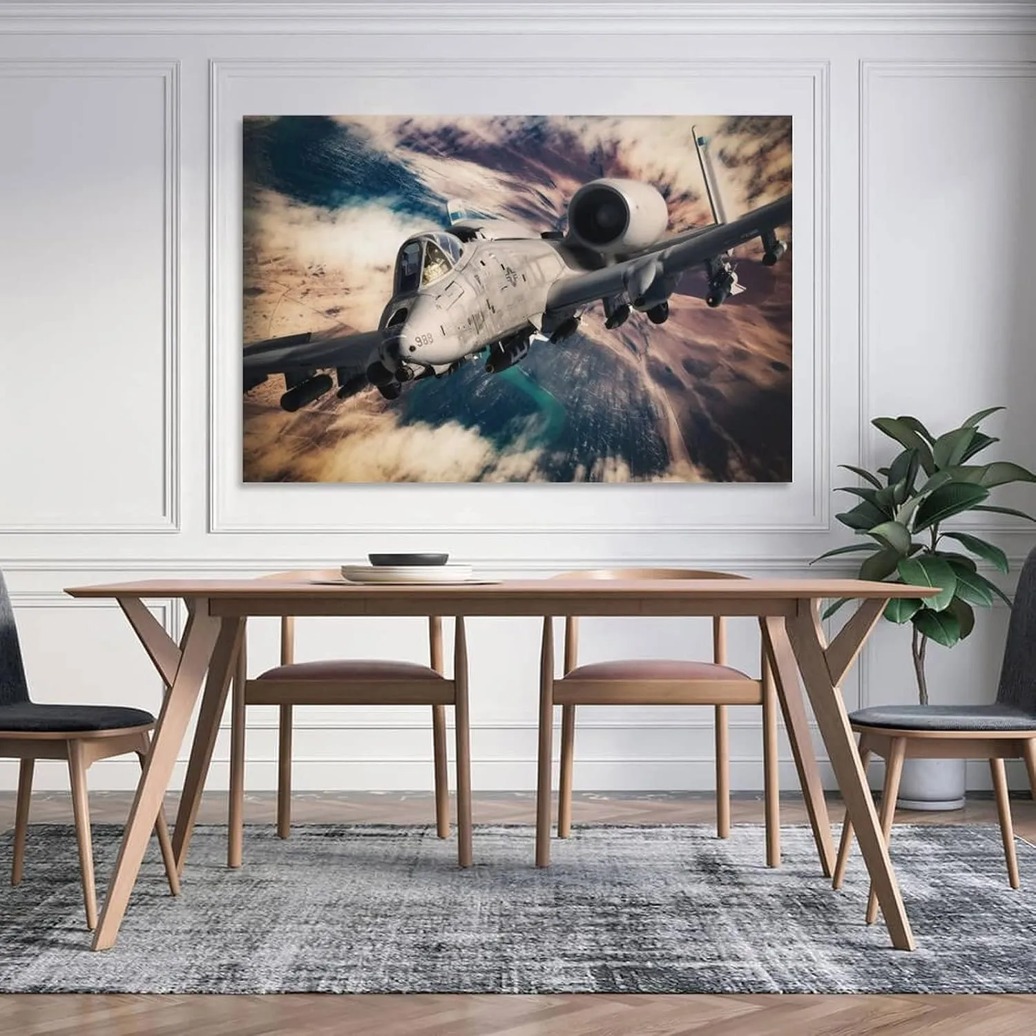 A-10 Aircraft Canvas Wall Art Thunderbolt II A-10 Attack Plane Decor Warthog Jet Fighter Poster Canvas Wall Art Prints for Wall Decor Room Decor Bedroom Decor Gifts 08x12inch(20x30cm) Unframe-style