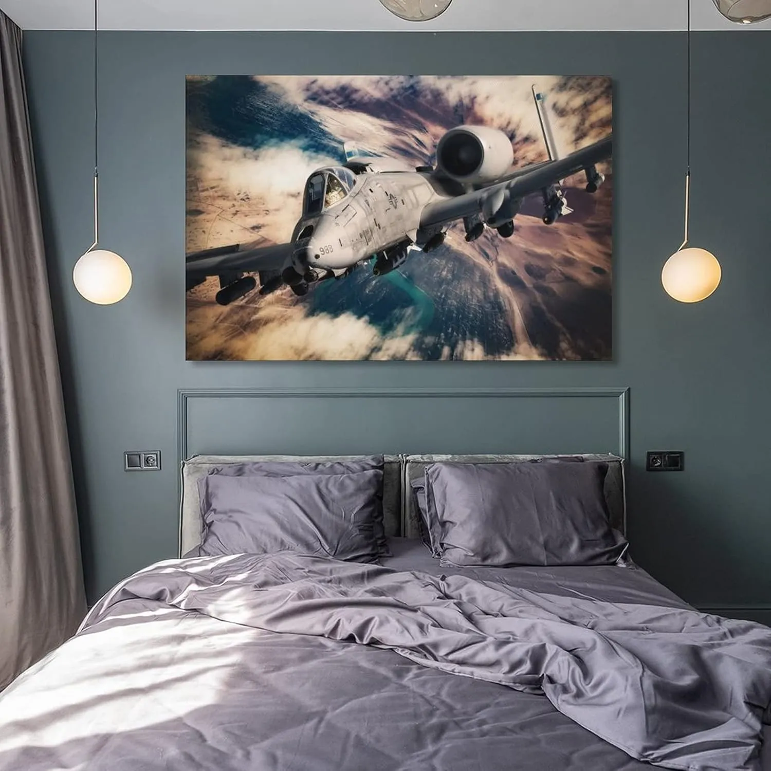 A-10 Aircraft Canvas Wall Art Thunderbolt II A-10 Attack Plane Decor Warthog Jet Fighter Poster Canvas Wall Art Prints for Wall Decor Room Decor Bedroom Decor Gifts 08x12inch(20x30cm) Unframe-style
