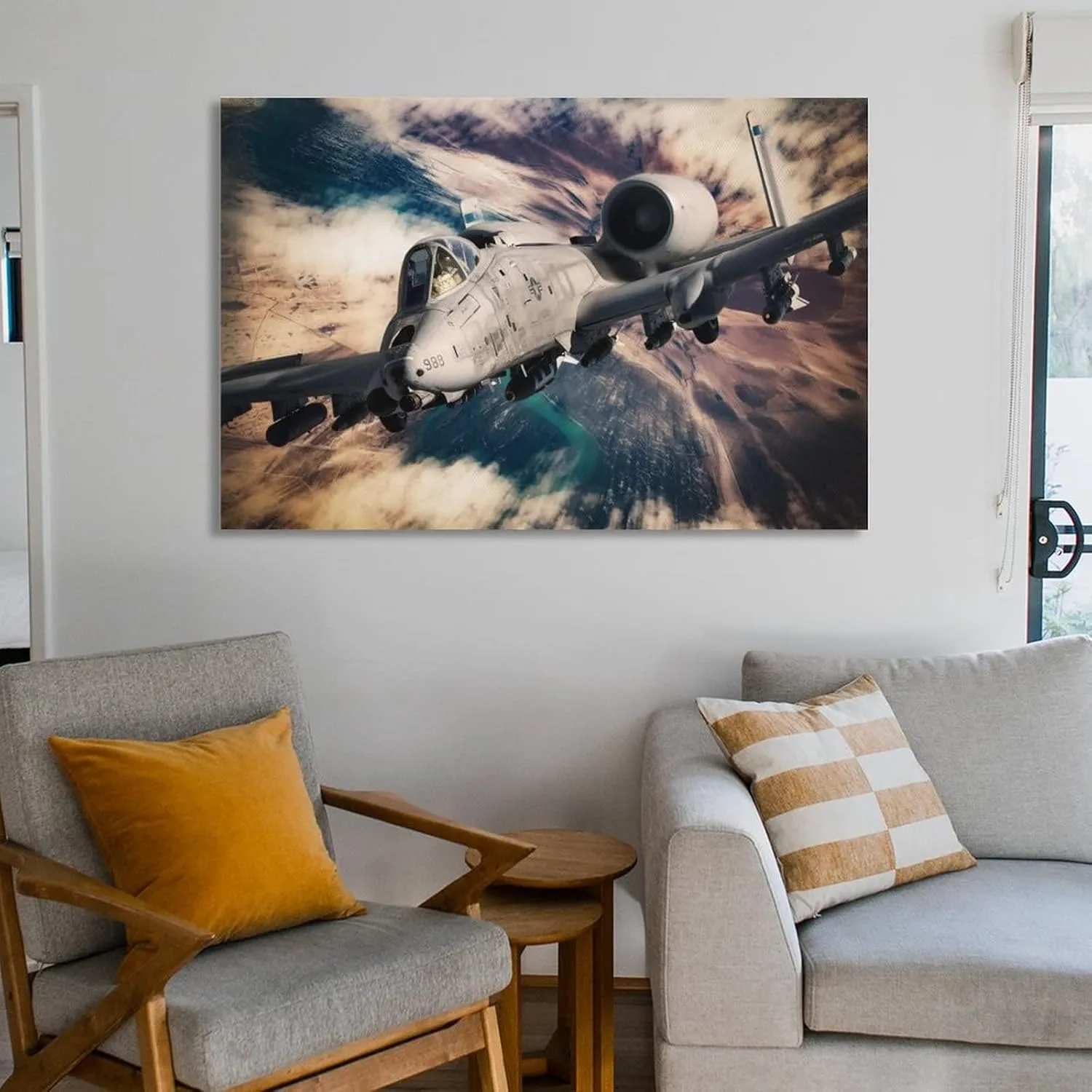 A-10 Aircraft Canvas Wall Art Thunderbolt II A-10 Attack Plane Decor Warthog Jet Fighter Poster Canvas Wall Art Prints for Wall Decor Room Decor Bedroom Decor Gifts 08x12inch(20x30cm) Unframe-style