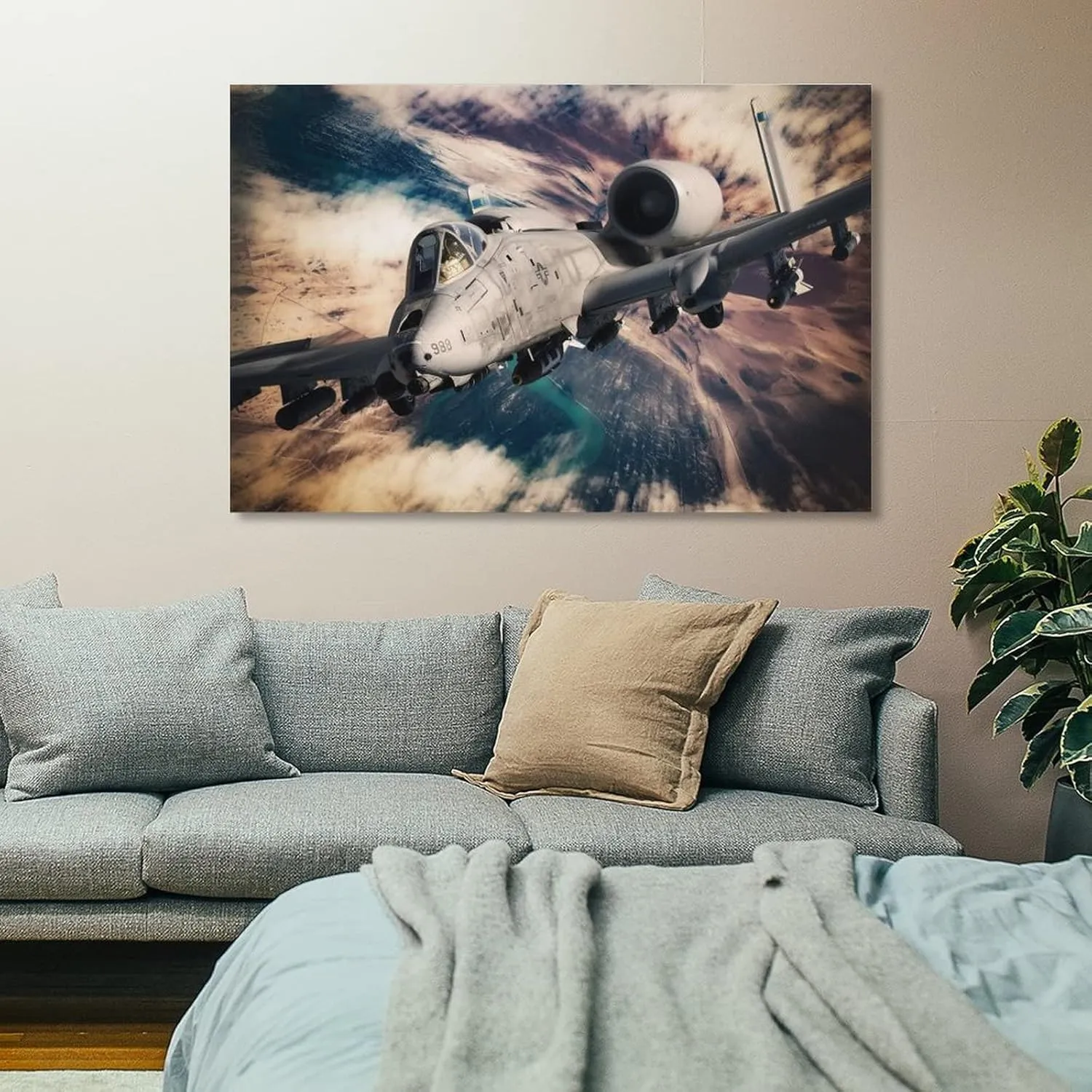 A-10 Aircraft Canvas Wall Art Thunderbolt II A-10 Attack Plane Decor Warthog Jet Fighter Poster Canvas Wall Art Prints for Wall Decor Room Decor Bedroom Decor Gifts 08x12inch(20x30cm) Unframe-style