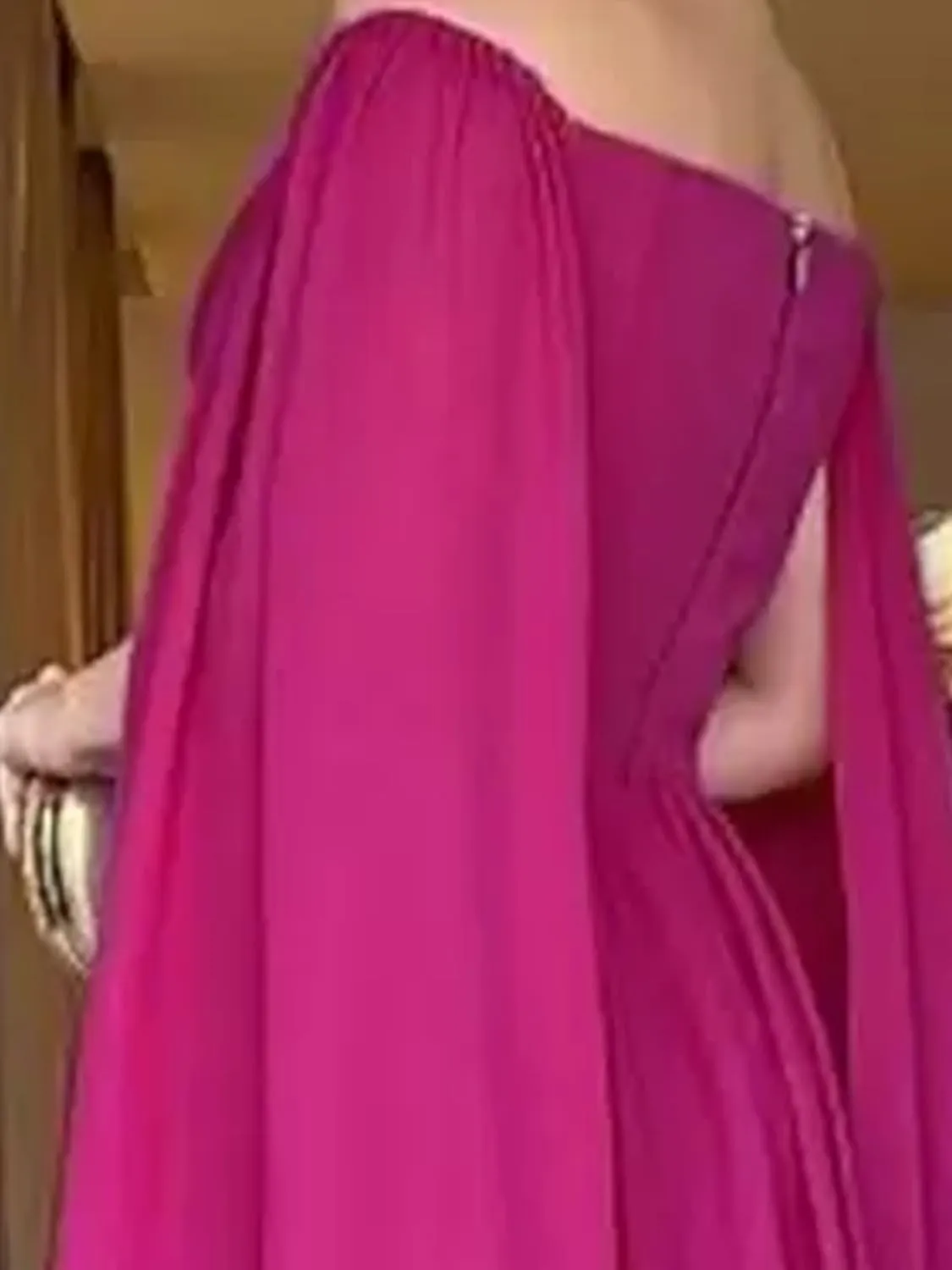 A-Line Vintage Evening Dress Prom Dress Off-The-Shoulder Court Train Sleeveless Pleats Chiffon 2024