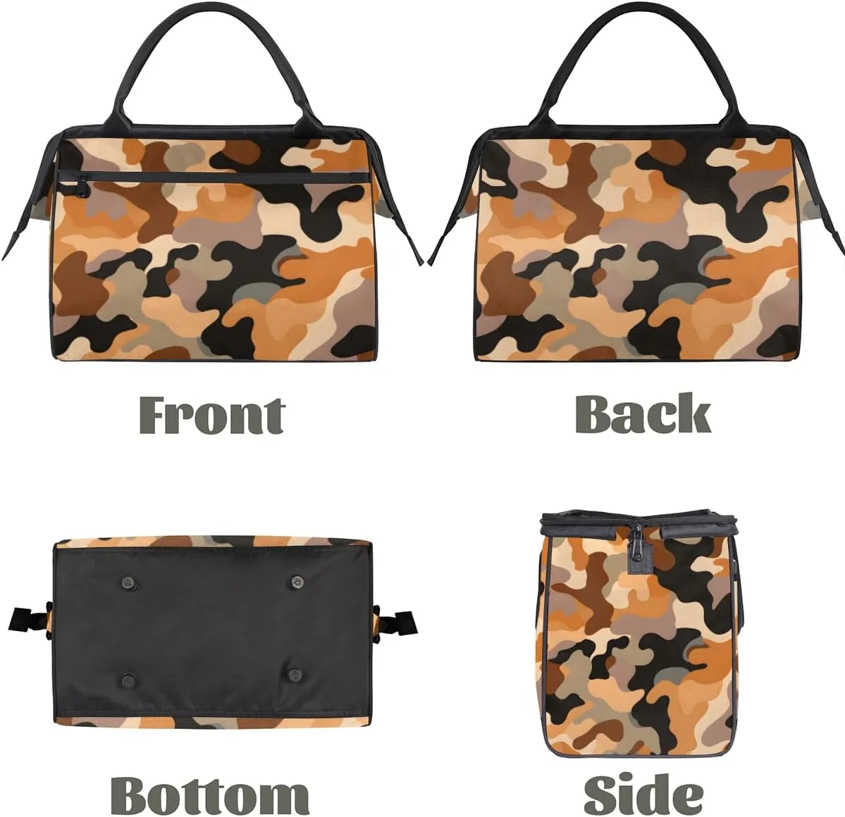 Abstract Camouflage Brown Weekender Overnight Bag for Women Waterproof Carry On Travel Duffle Bags with Pocket Lightweight Sports Gym Tote Bag Large Luggage Workout Personal Item Hospital Bags
